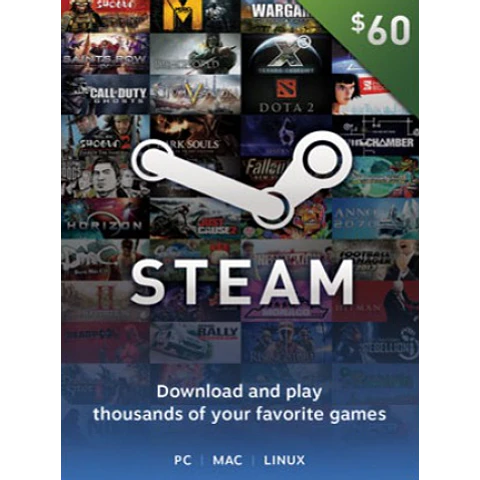 STEAM GIFT CARD 60 USD - STEAM KEY - FOR USD CURRENCY ONLY