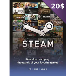 STEAM GIFT CARD 20 CAD - STEAM KEY - FOR CAD CURRENCY ONLY