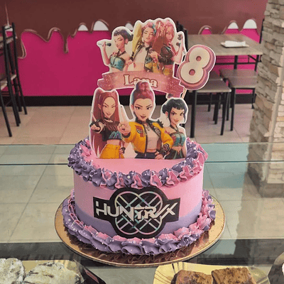 Bolo K-Pop Demon Hunters Rosa e Lilás