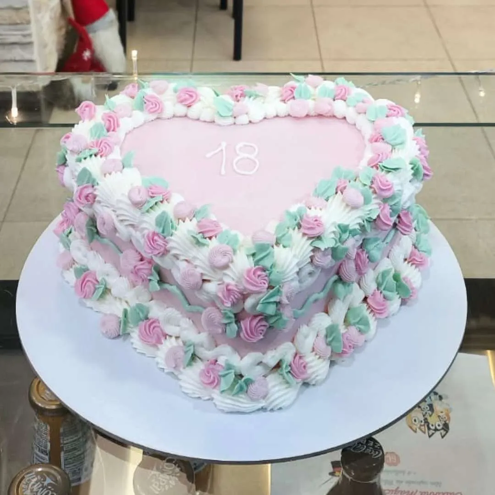 Coração Vintage Tons de Rosa e Verde