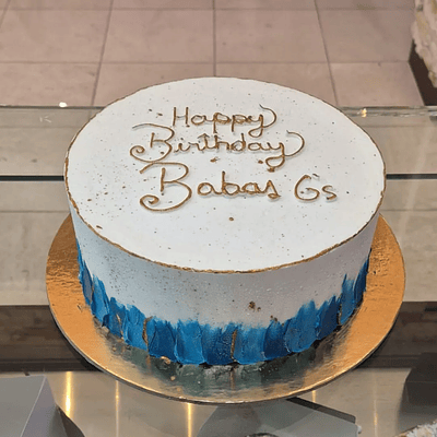 Bolo Azul e Branco c/ Detalhes Dourado