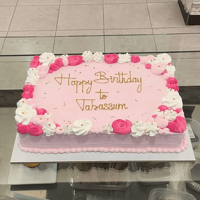 Bolo Retangular Tons de Rosa