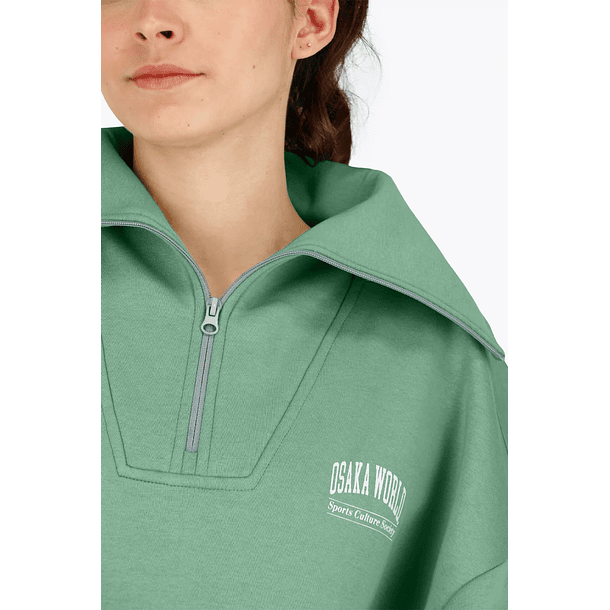 Suéter con media cremallera Osaka para mujer | Light Green 9