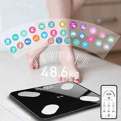 Báscula de grasa corporal, balanza electrónica inteligente con Bluetooth, LED, Digital