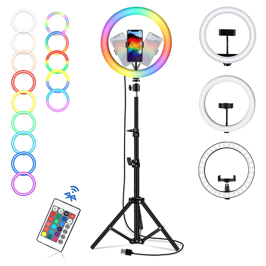 Anillo de luz LED con soporte para trípode, lámpara RGB - Image 2