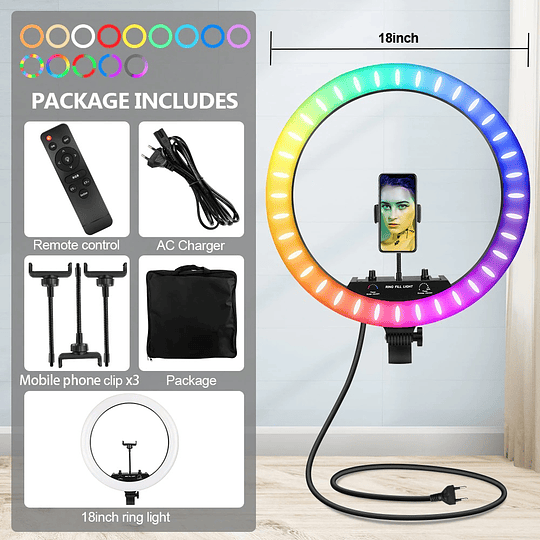 Anillo de luz RGB para fotografía, lámpara de 50W con trípode remoto,  - Image 3