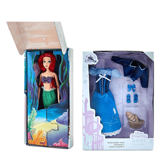 Muñeca y Fashion Pack Disney Store Princesa Ariel La Sirenit