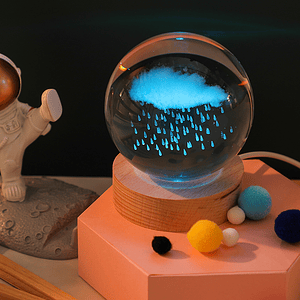 Bola de cristal 3D con carga USB, luz LED nocturna