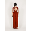 Maxi Dress Piedrecitas Borde Cuello y Cintura