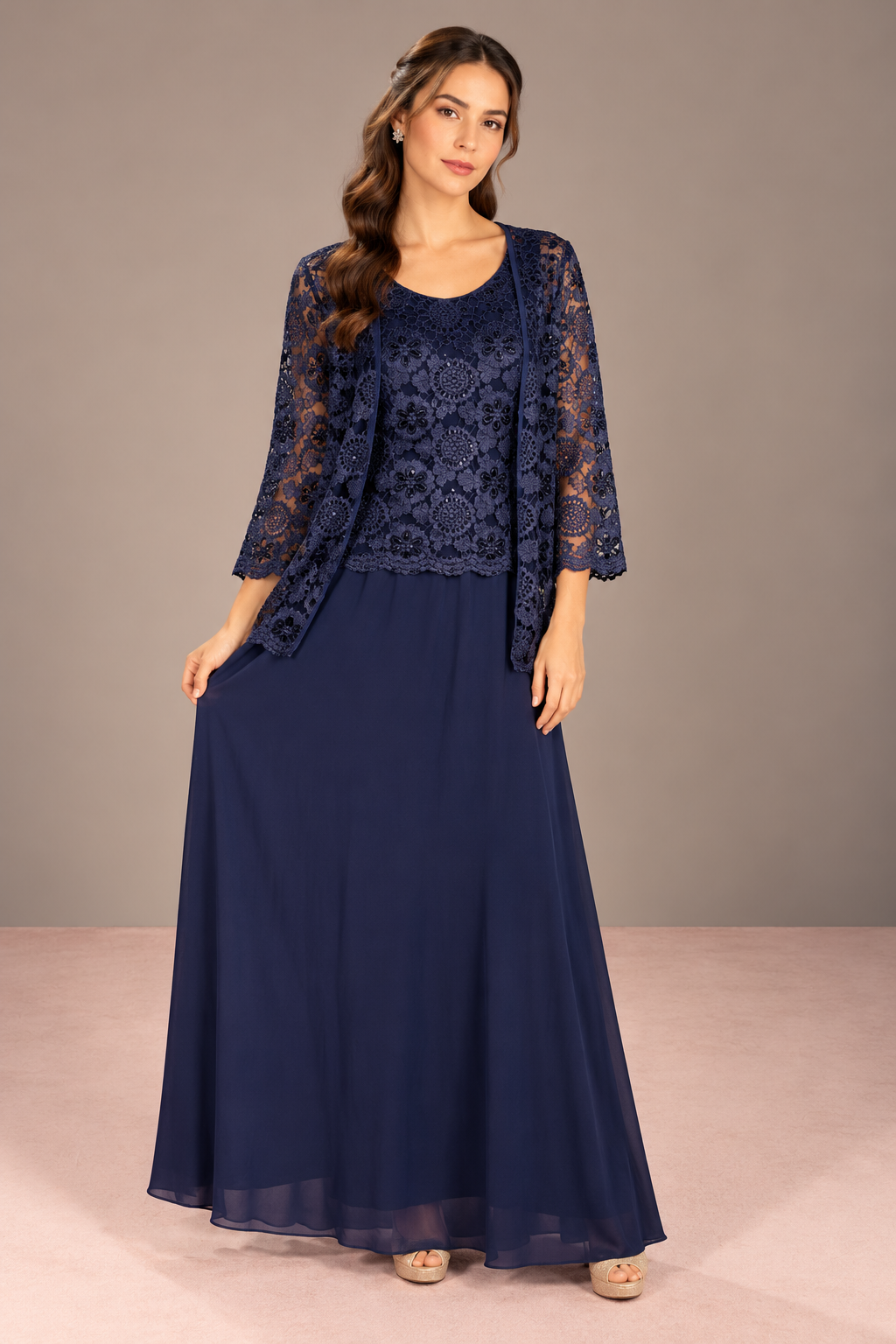 Vestido Encaje Mangas