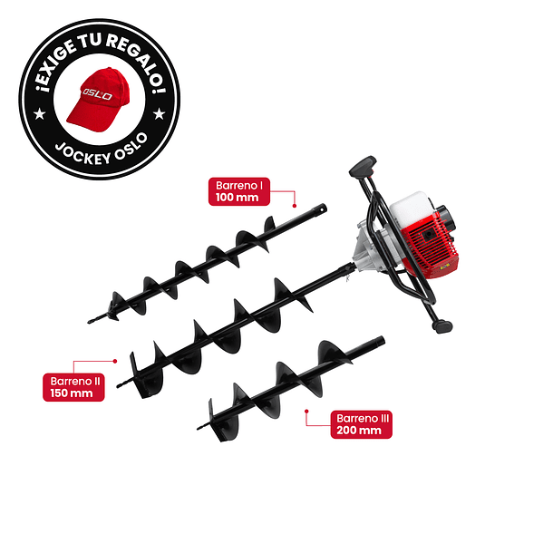 Kit Motoahoyador 3.0HP + Set de Barrenos 100, 150 Y 200mm OSLO®  1