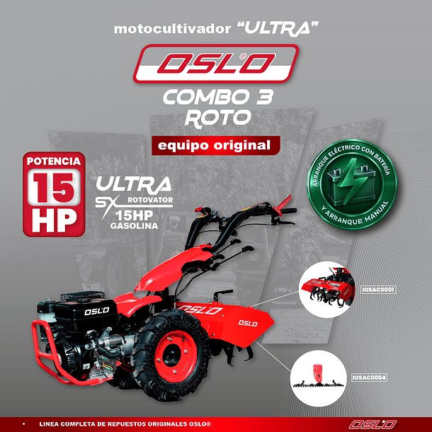COMBO 3 ROTO Motocultivador Sx15 Ultra Bencinero + Cortacesped o Barra Segadora SX15 2