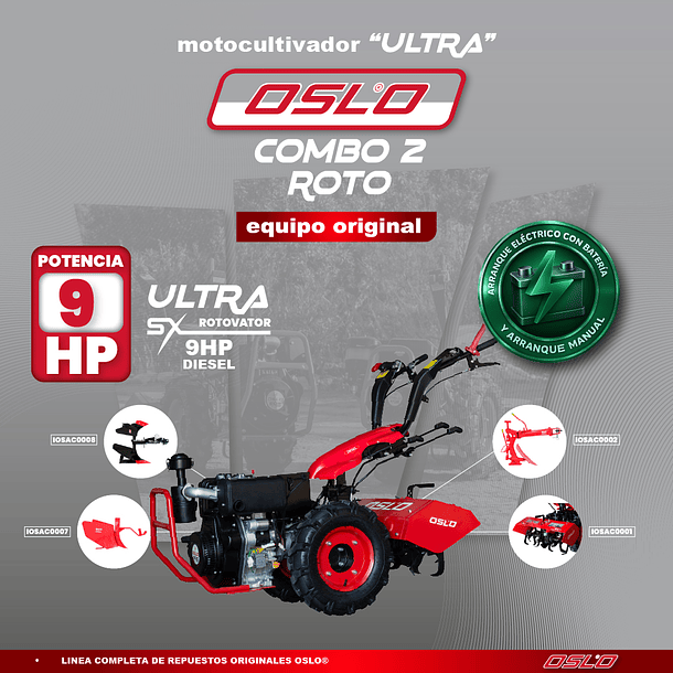 COMBO 2 ROTO Motocultivador SX9 Diesel ULTRA ROTOVATOR 2