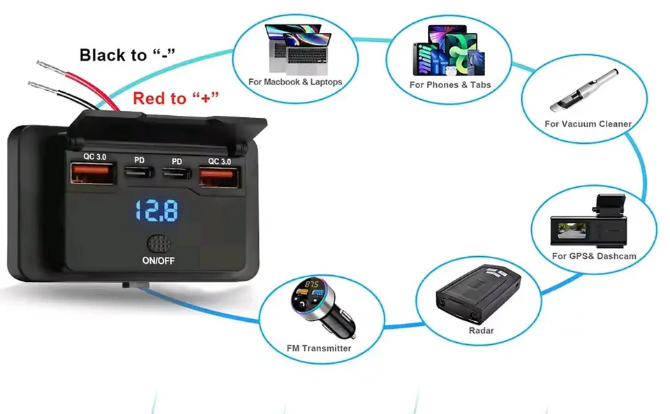 Cargador rapido USB 3.0 Dual 12-24v 2