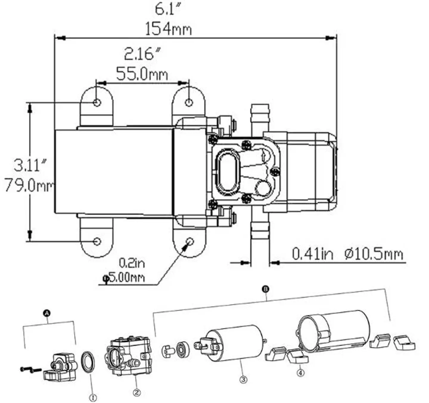 Bomba de Agua Seaflo 12V (3.8 LPM / 40 PSI) 4