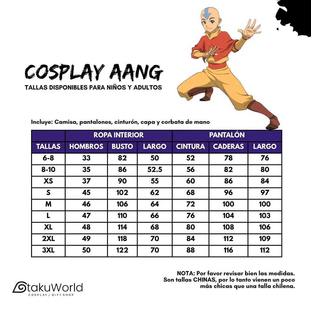 Cosplay Disfraz Avatar Aang Maestro Aire