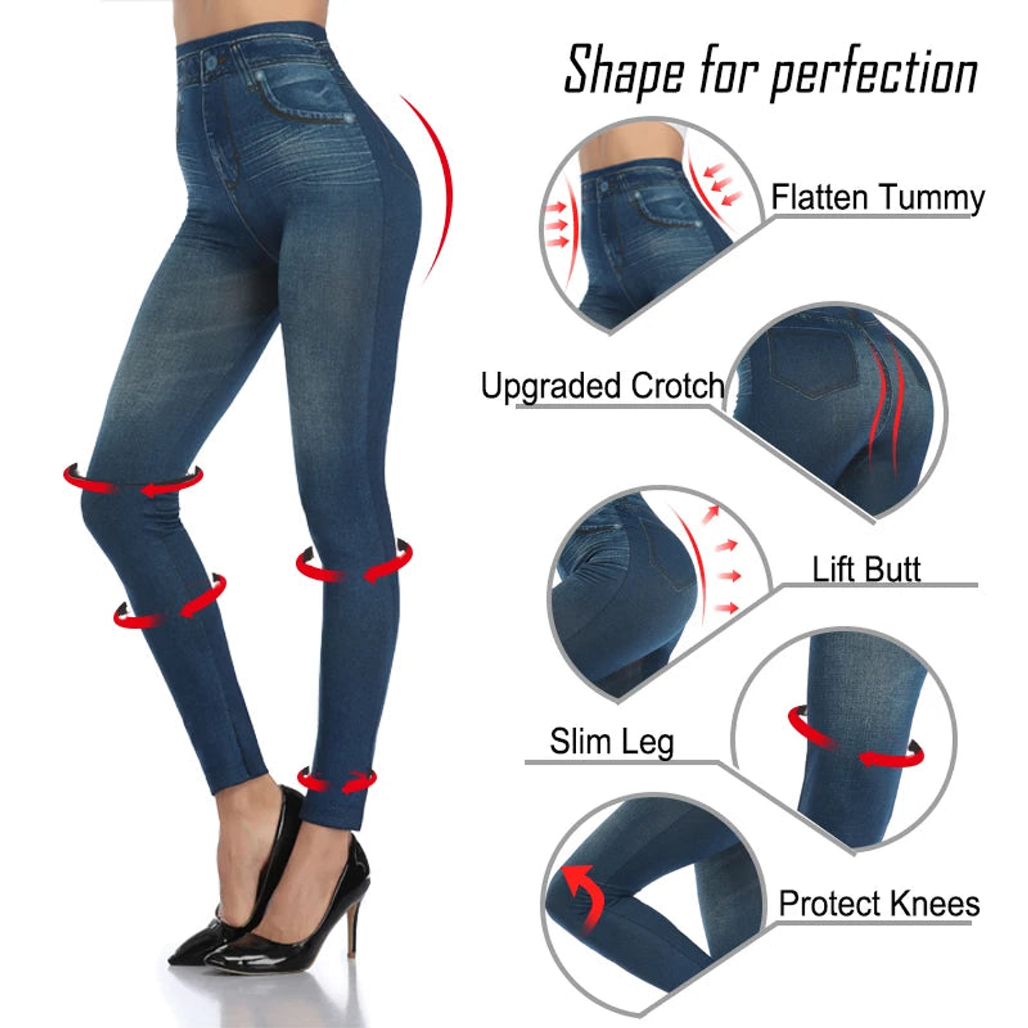 Nova- Faux Denim Print Leggings 17