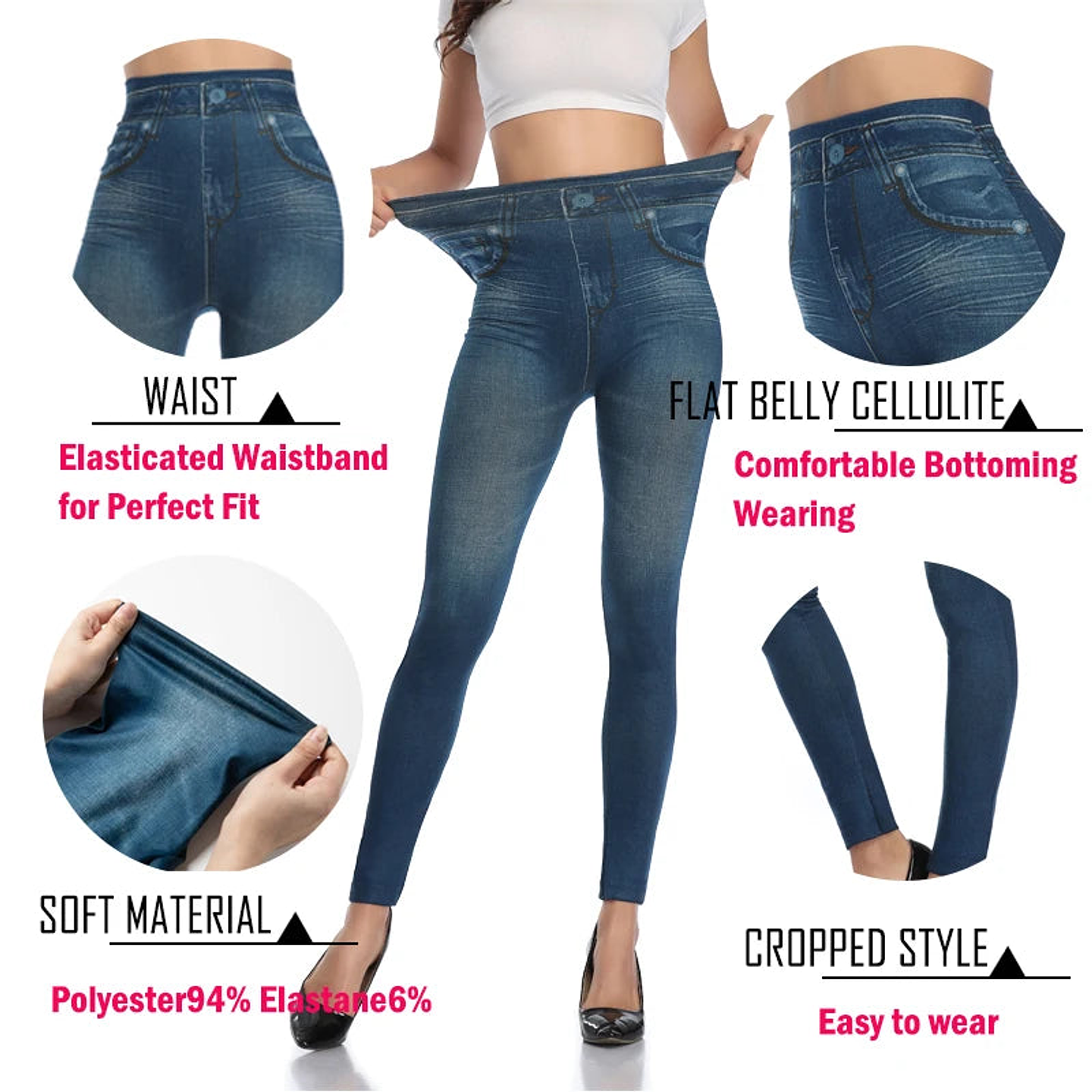 Nova- Faux Denim Print Leggings 18