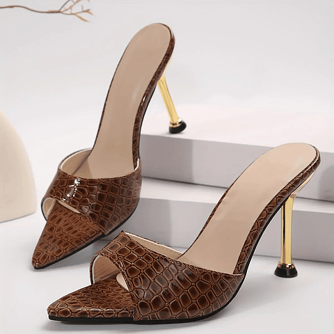 Bronwyn- Faux Crocodile Texture Heels