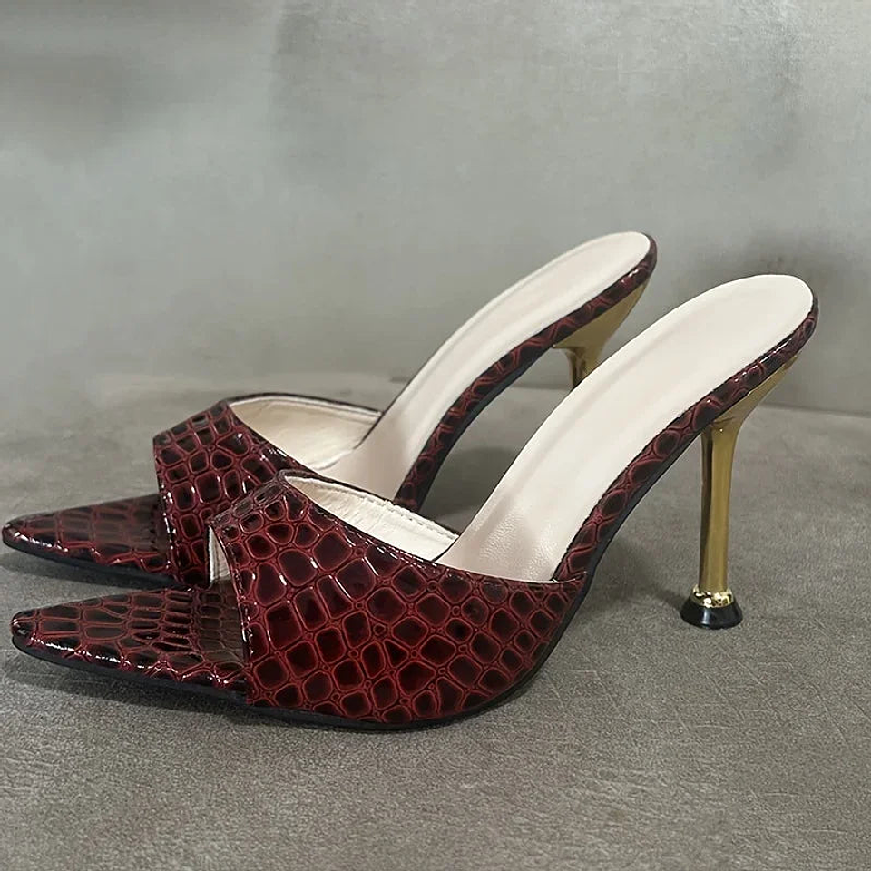 Bronwyn- Faux Crocodile Texture Heels 9
