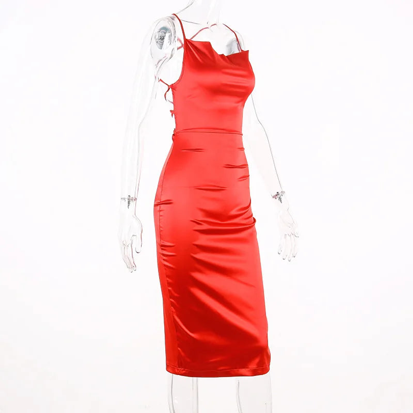 Feather- Satin  Midi Dress 22