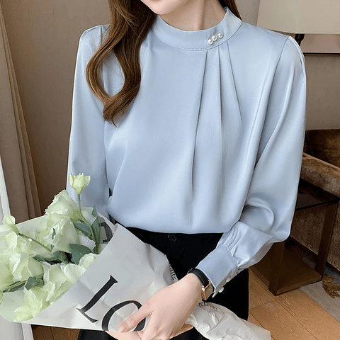 Priscilla- Satin Collar Blouse