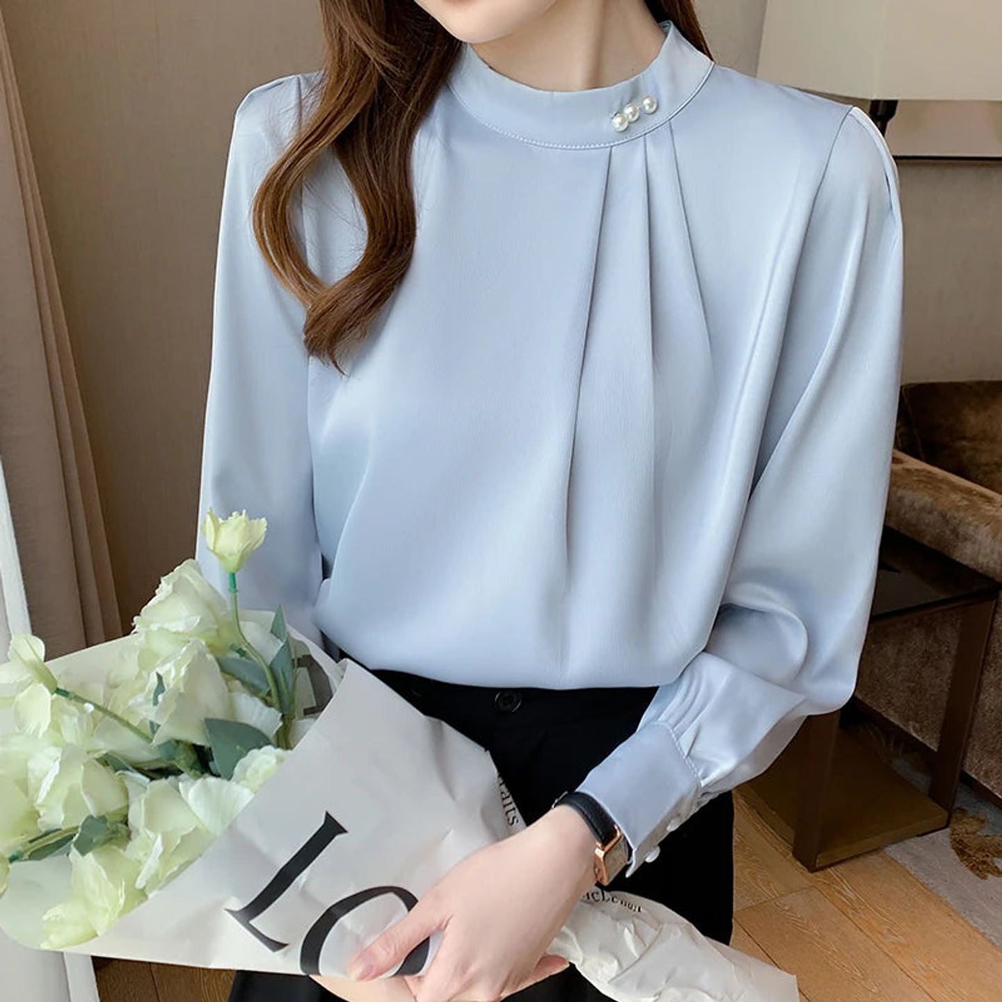 Priscilla- Satin Collar Blouse 1