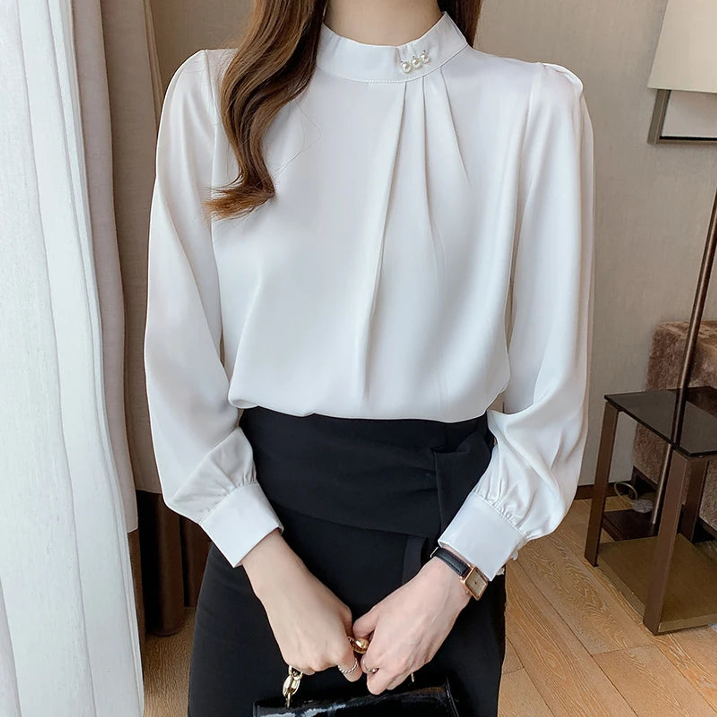 Priscilla- Satin Collar Blouse 21