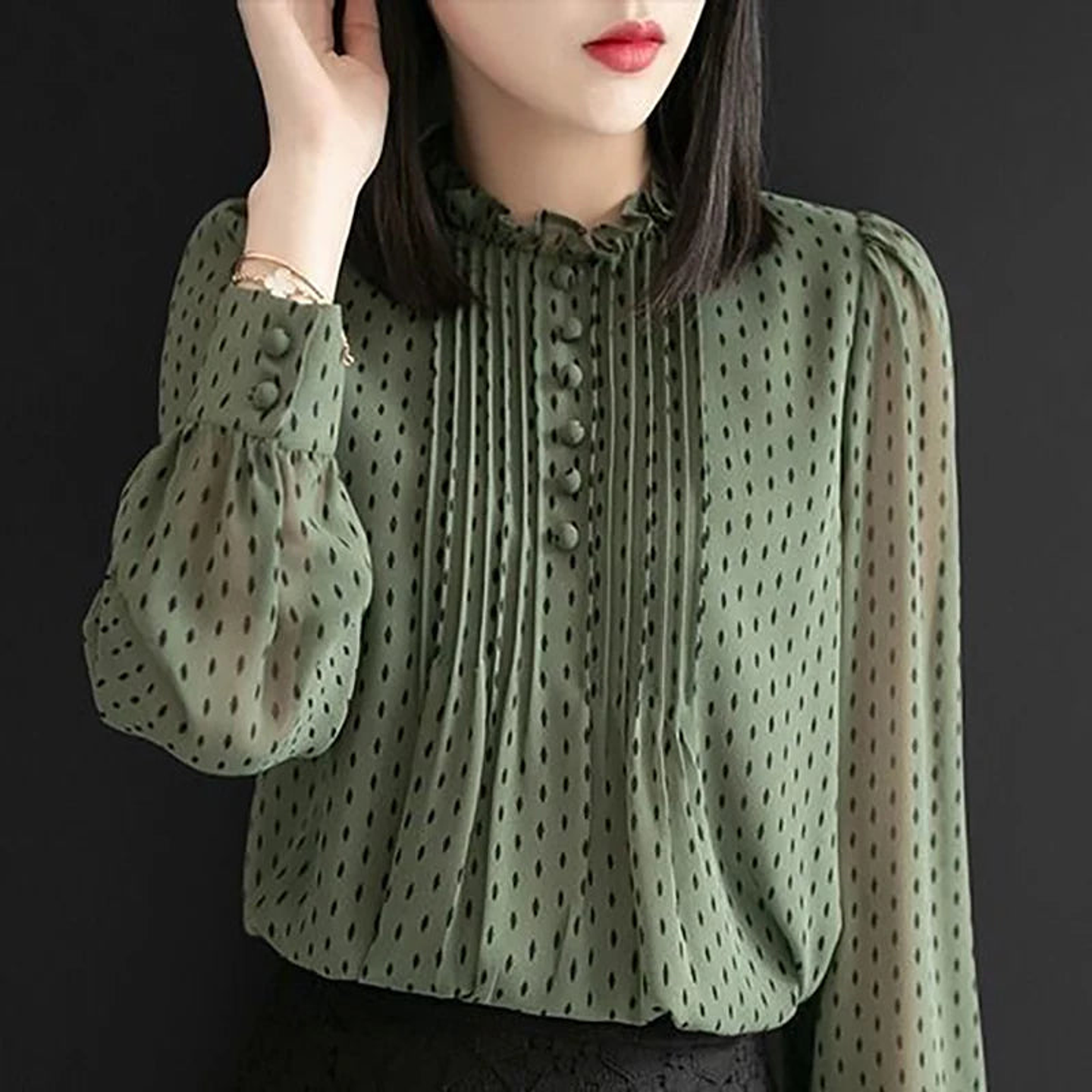 Sadie- Polka Dot Chiffon Blouse 12