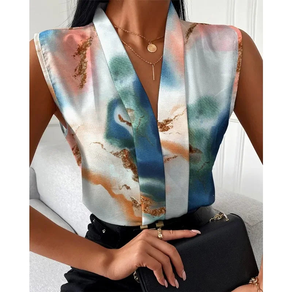 Kira- Sleeveless V-Neck Blouse 1