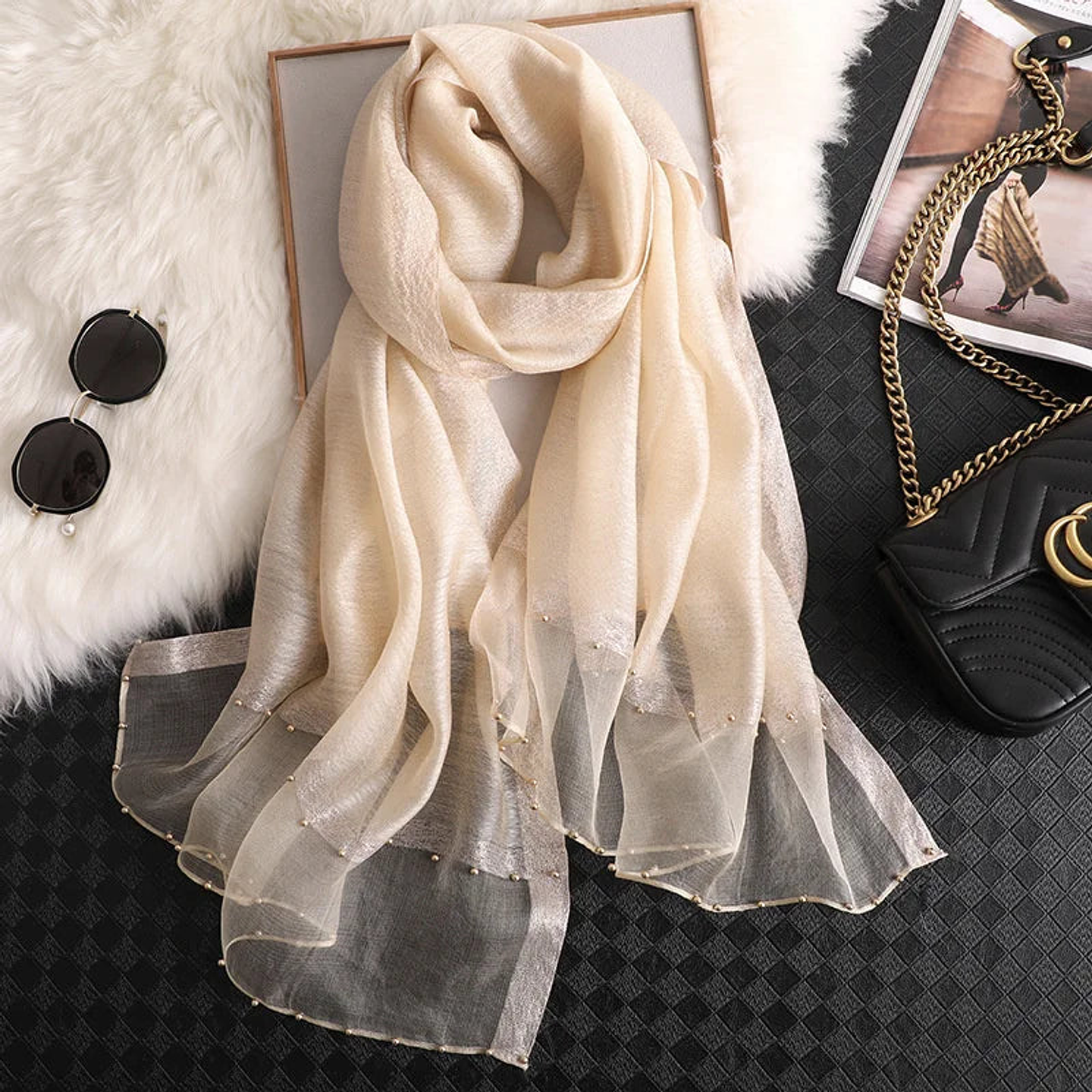 Caroline- Embroidered Silk Shawl 7