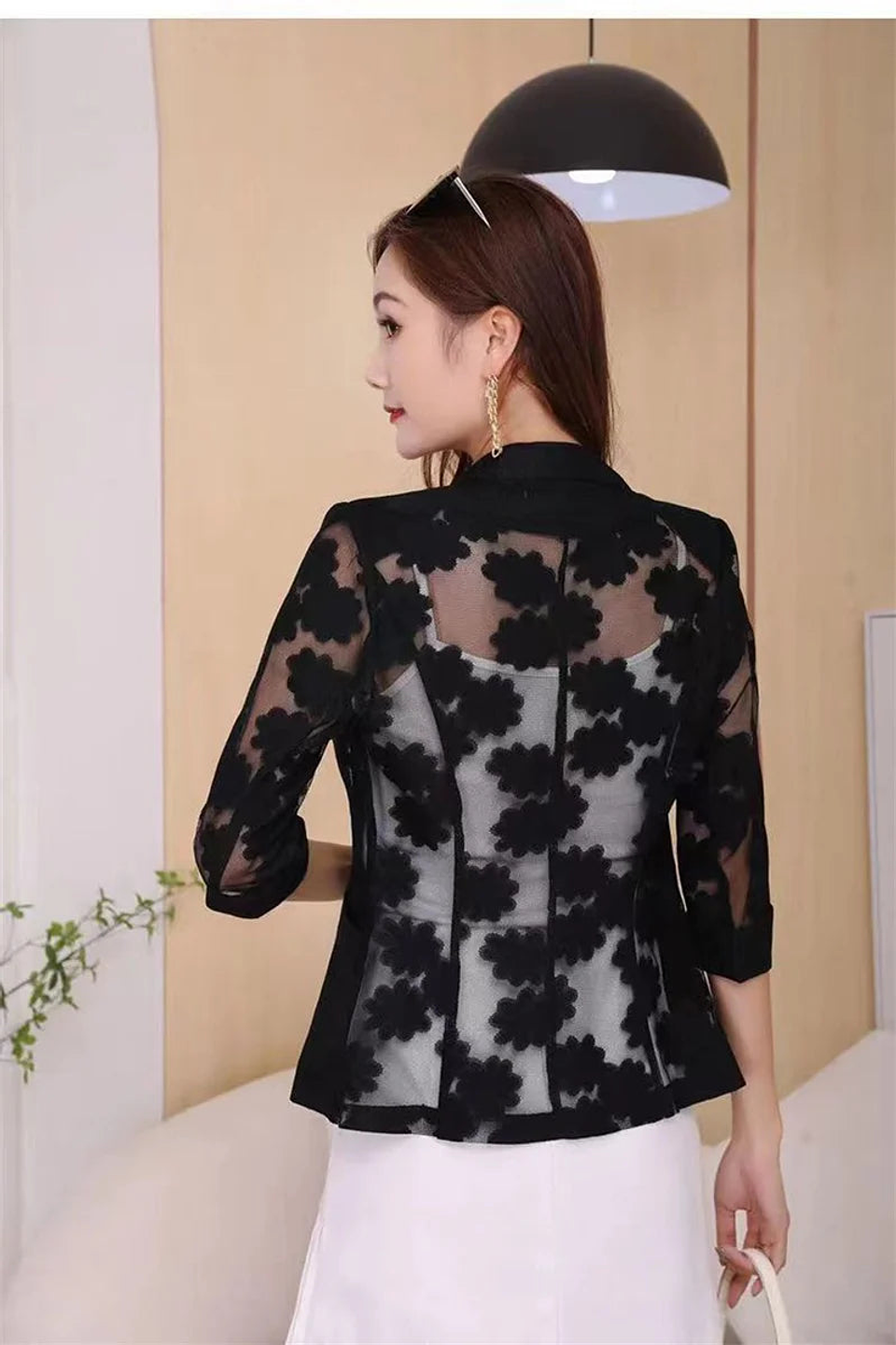Selene- Lace Sleeve Blazer 13