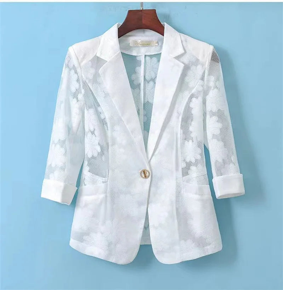 Selene- Lace Sleeve Blazer 14