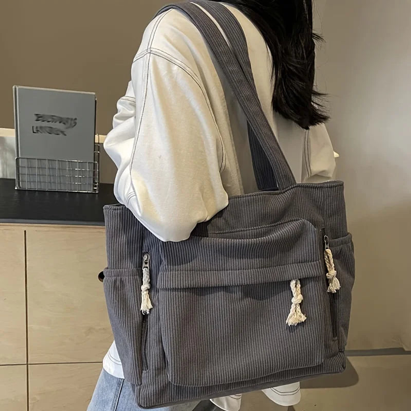 Piper- Casual Corduroy Tote 3
