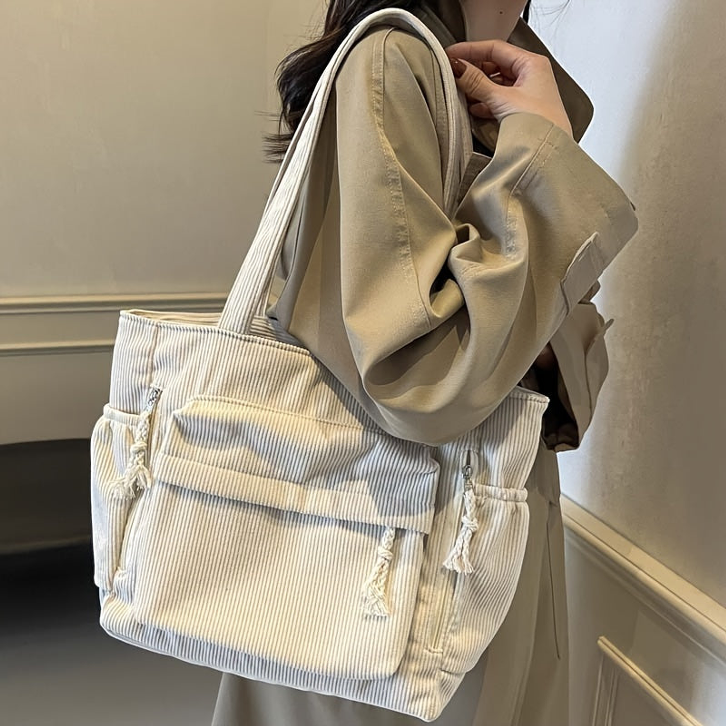 Piper- Casual Corduroy Tote 6