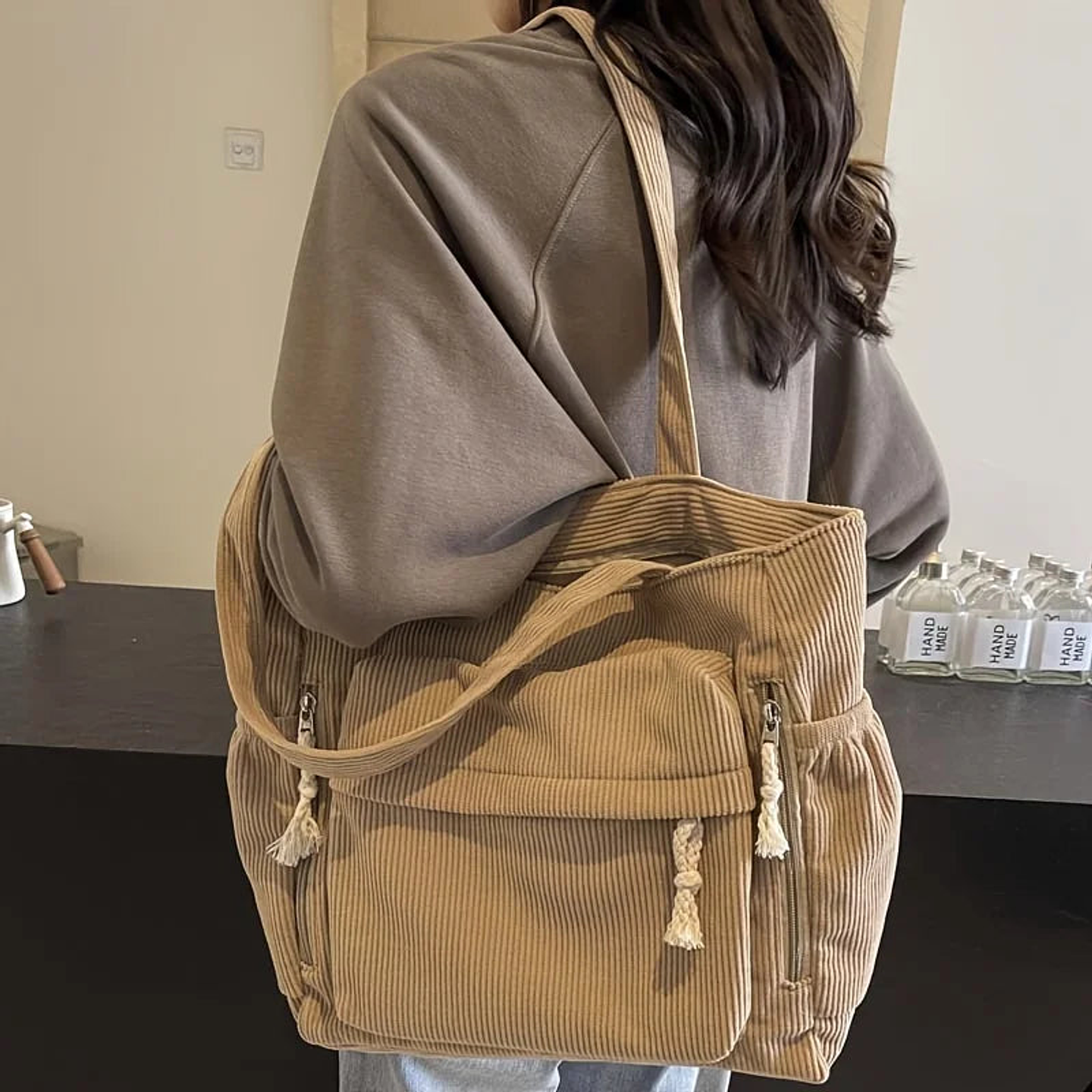 Piper- Casual Corduroy Tote 11