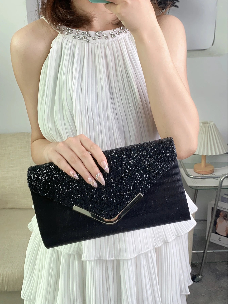 Odette- Pleated Satin Bag 16