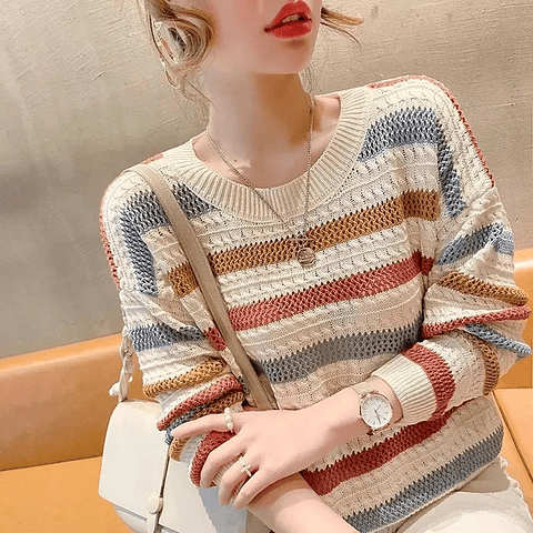 Caoimhe- Striped Knitted Top