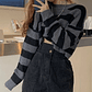 Onyx- Striped Knit Sweater - thumbnail 1