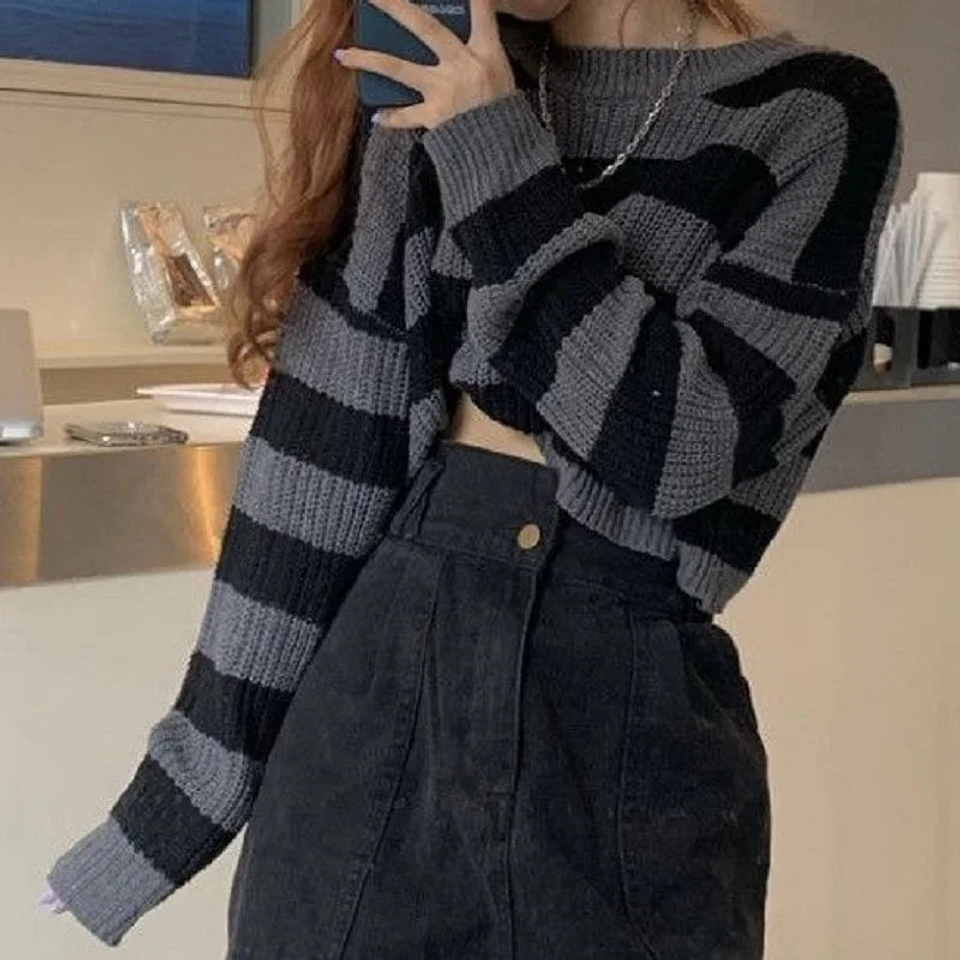Onyx- Striped Knit Sweater 1