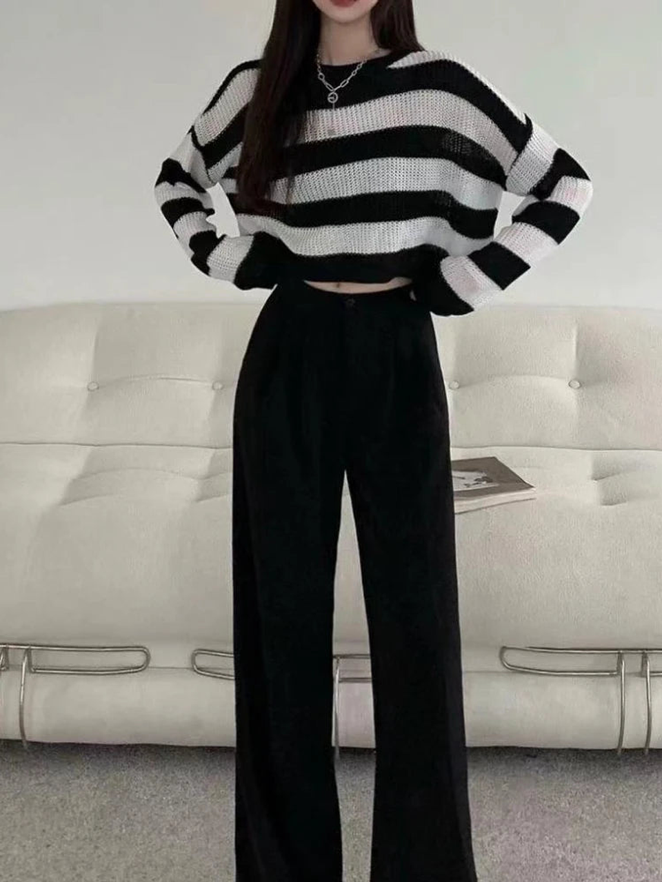 Onyx- Striped Knit Sweater 8