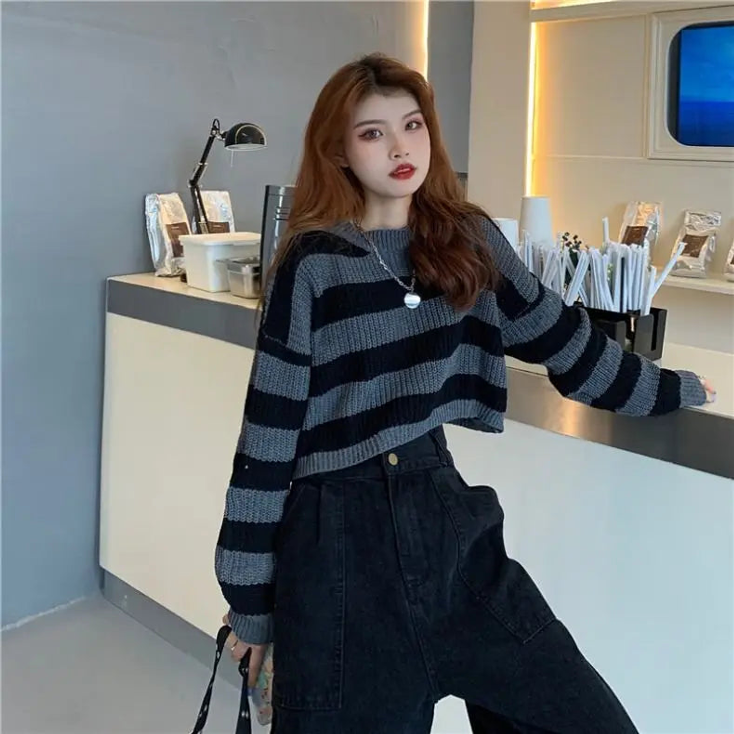 Onyx- Striped Knit Sweater 15