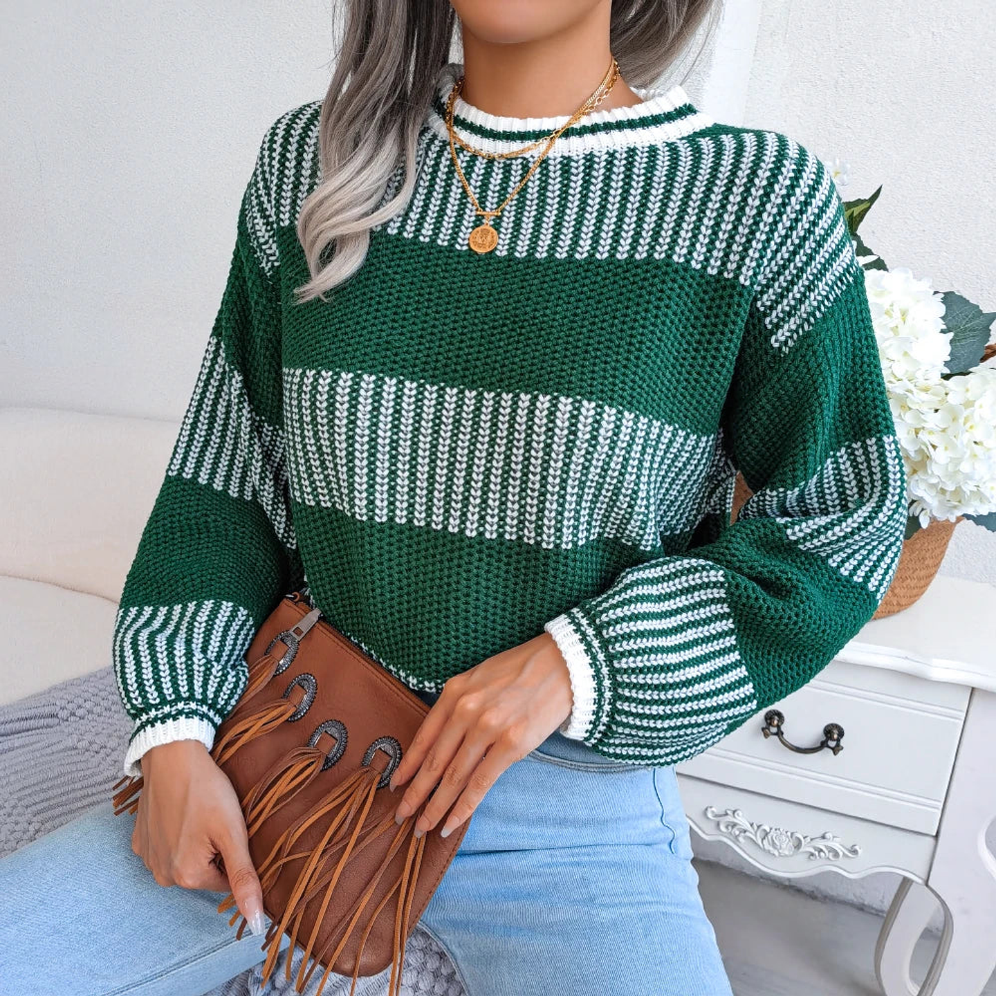 Zephyra- Casual Striped Knit Sweater 2