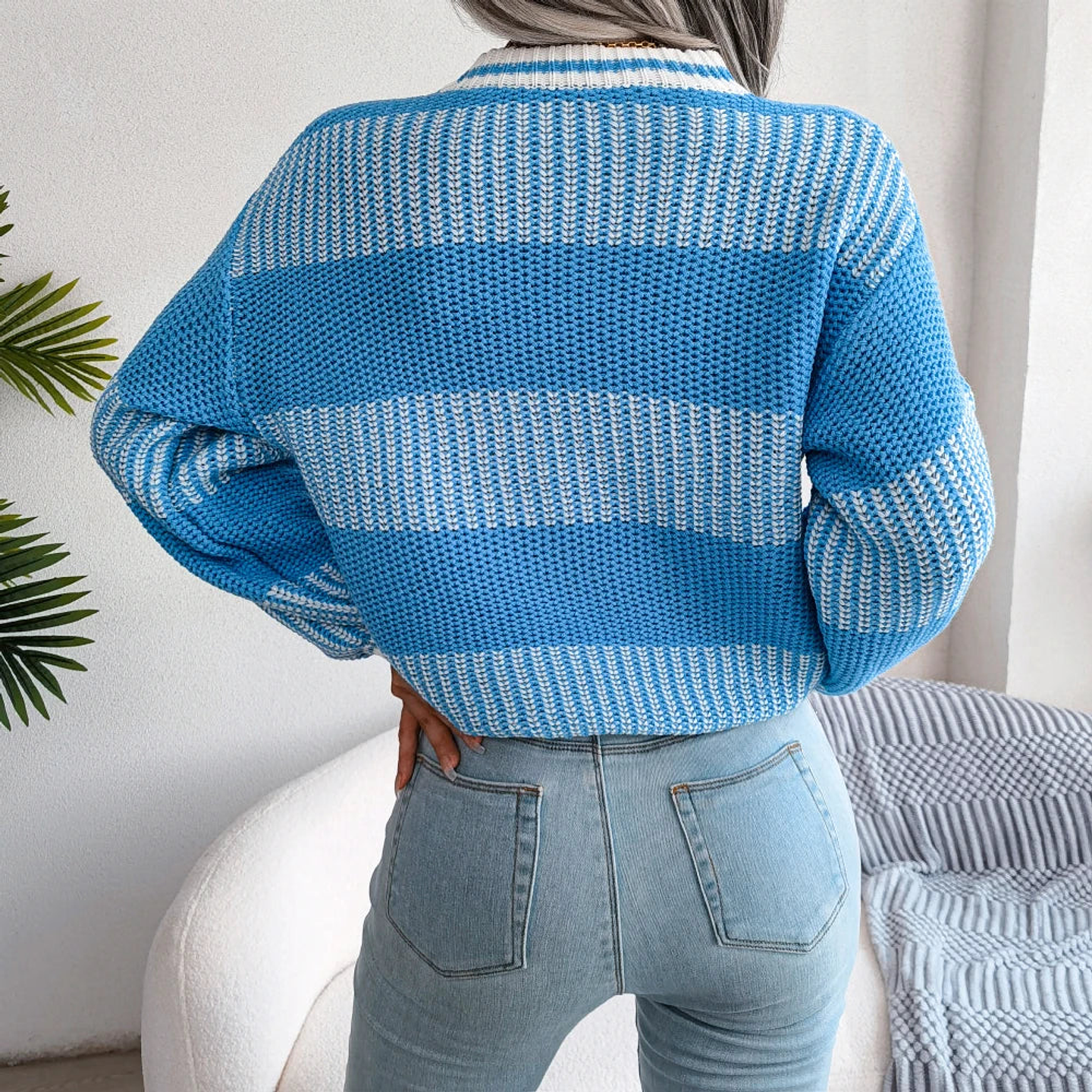 Zephyra- Casual Striped Knit Sweater 8