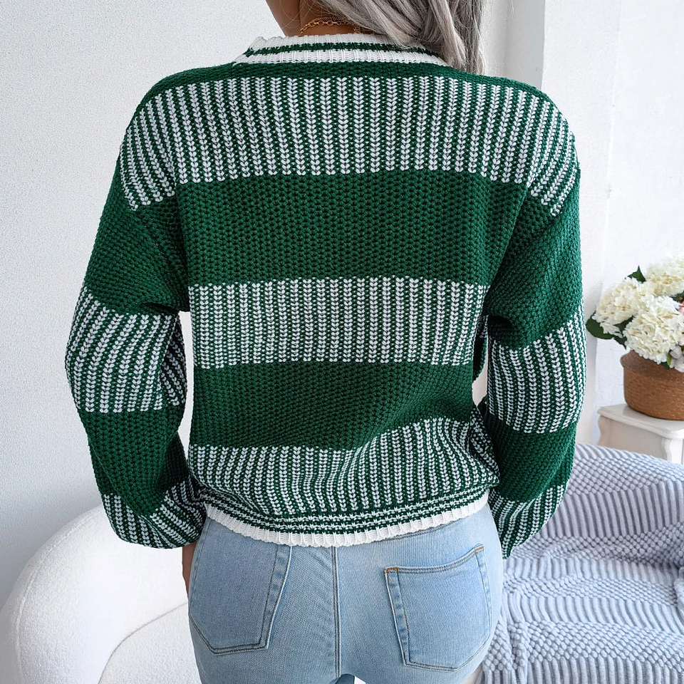Zephyra- Casual Striped Knit Sweater 10