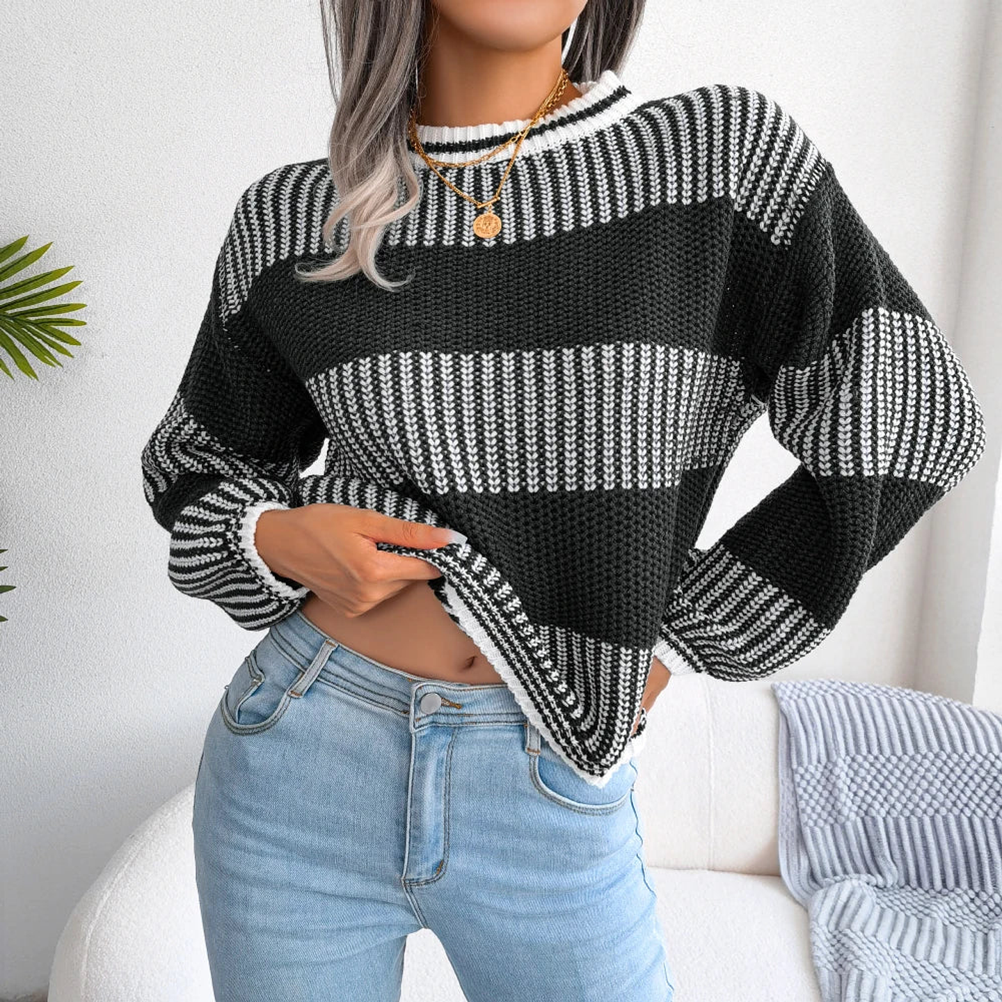 Zephyra- Casual Striped Knit Sweater 15