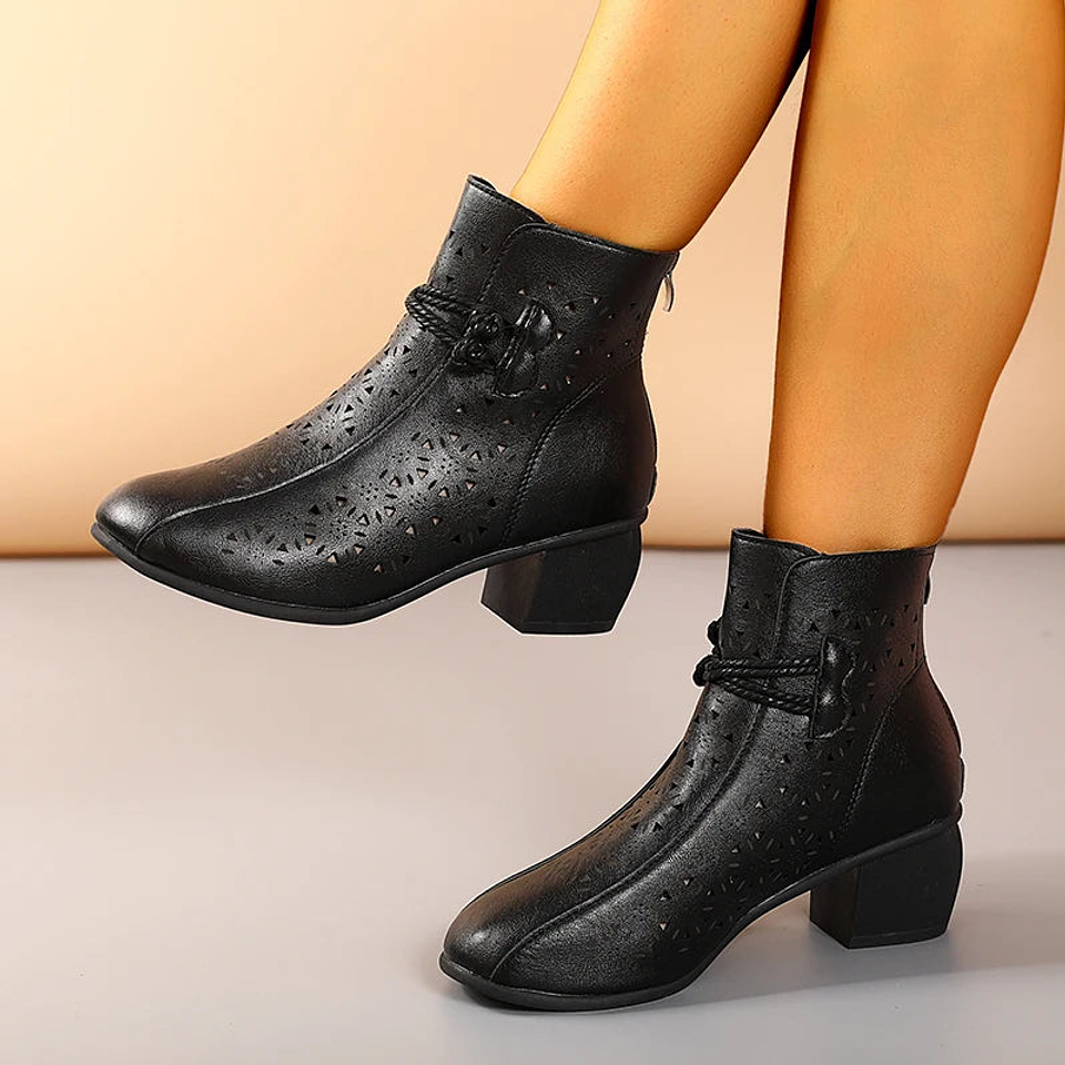 Eulalie- Hollow-Out Ankle Boots 4