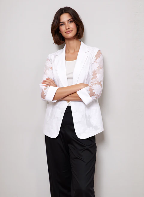 Selene- Lace Sleeve Blazer