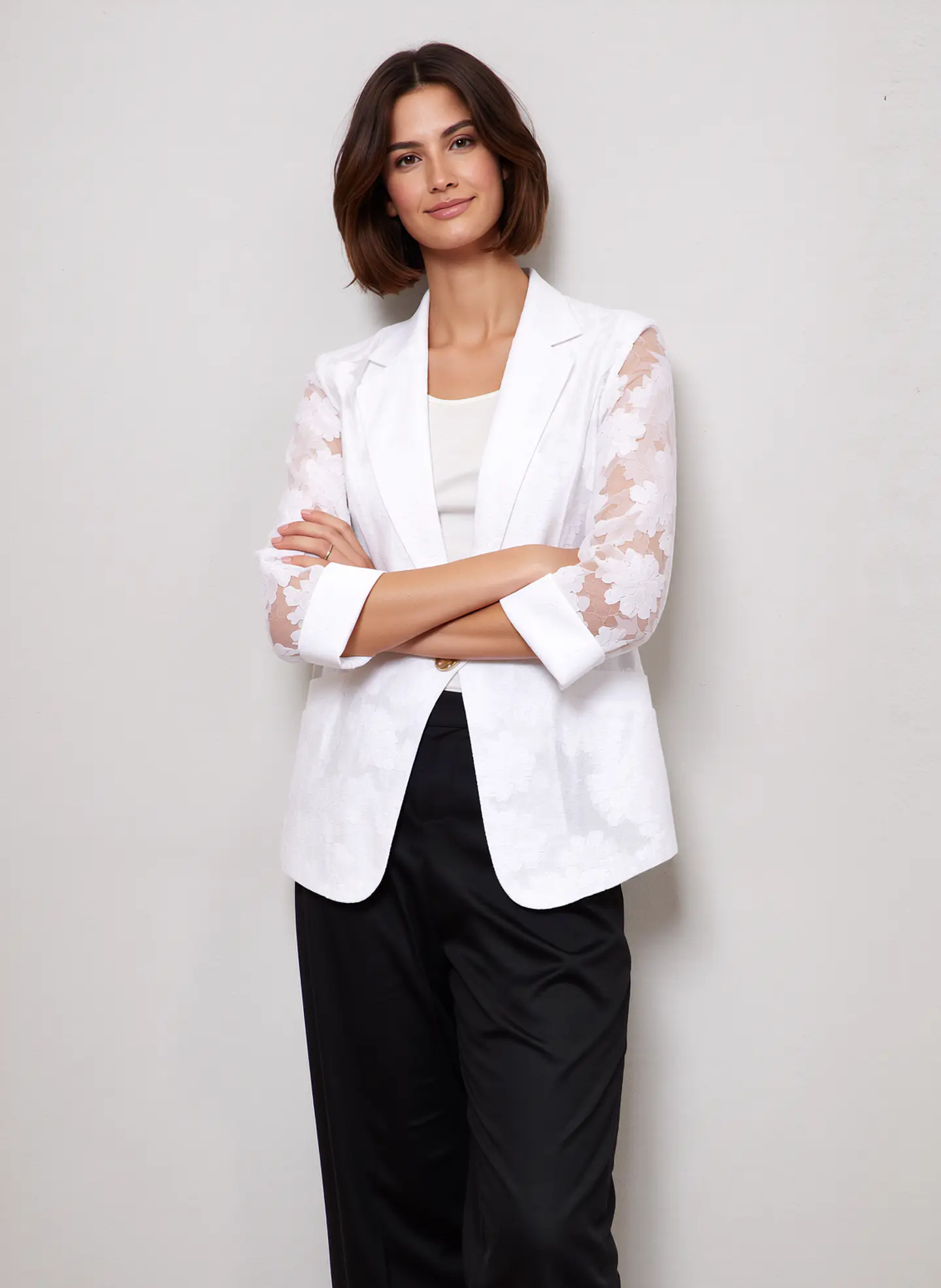 Selene- Lace Sleeve Blazer 1