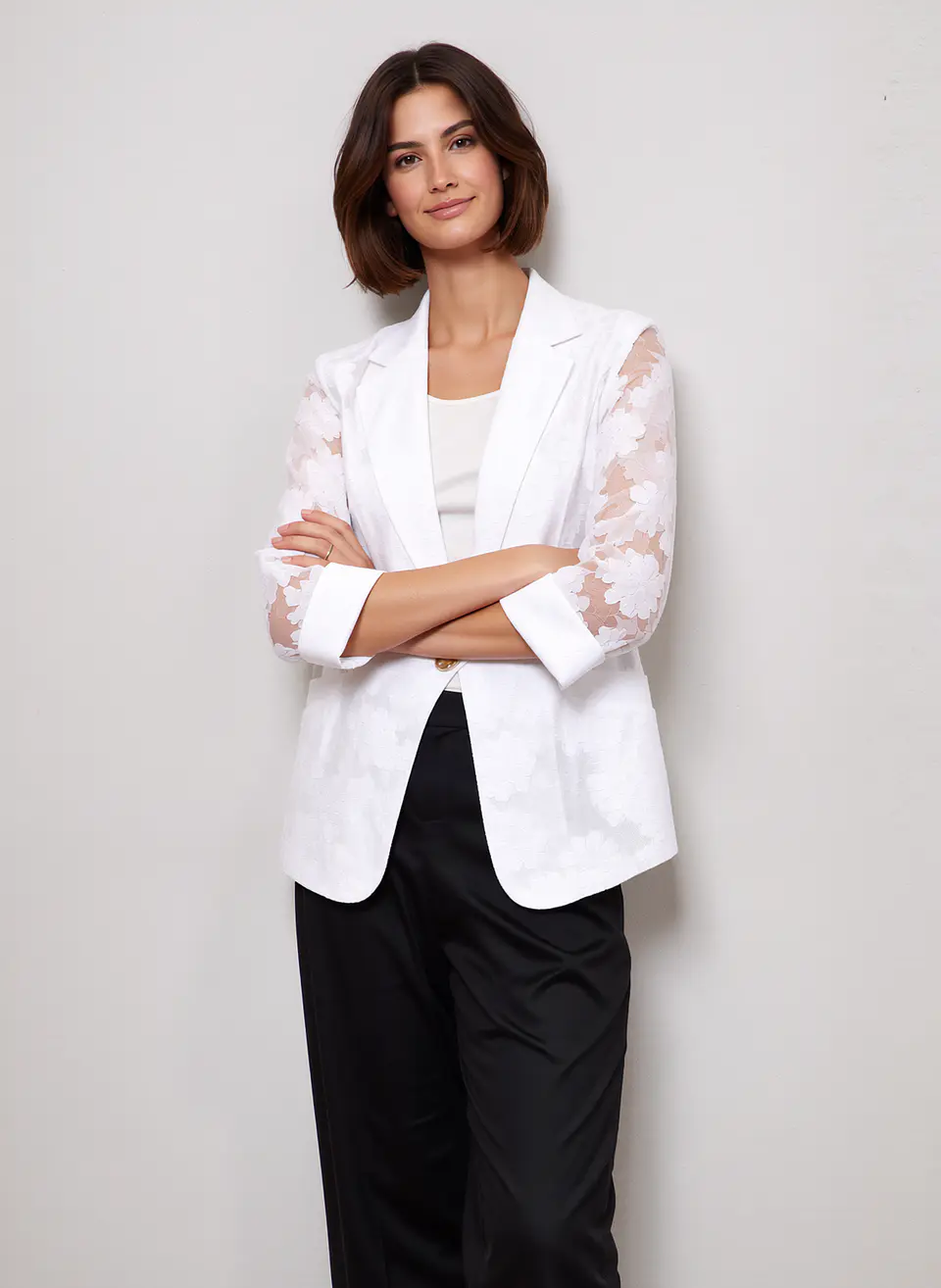 Selene- Lace Sleeve Blazer 1
